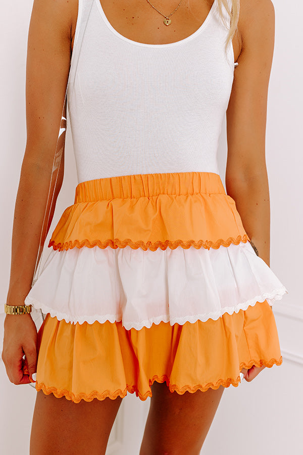 Tailgate Cutie High Waist Tiered Mini Skirt in Orange