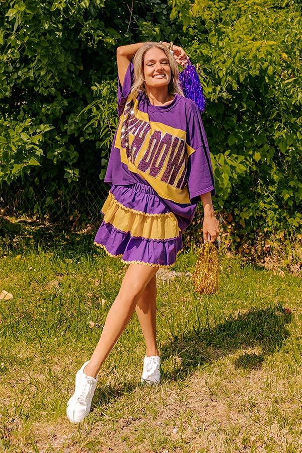 Tailgate Cutie High Waist Tiered Mini Skirt in Purple