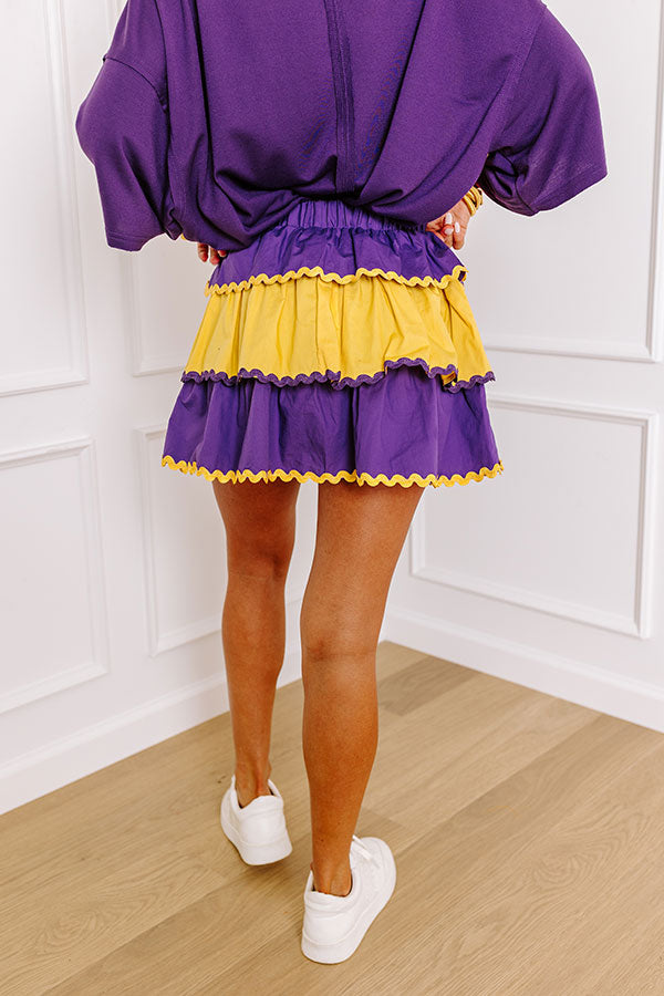Tailgate Cutie High Waist Tiered Mini Skirt in Purple